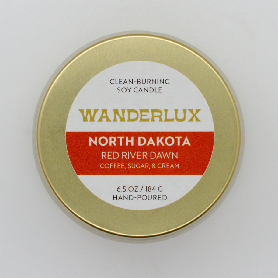 Wanderlux North Dakota Red River Dawn 6.5 Ounce Soy Candle