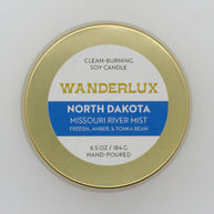 Wanderlux North Dakota Missouri River Mist 6.5 Ounce Soy Candle