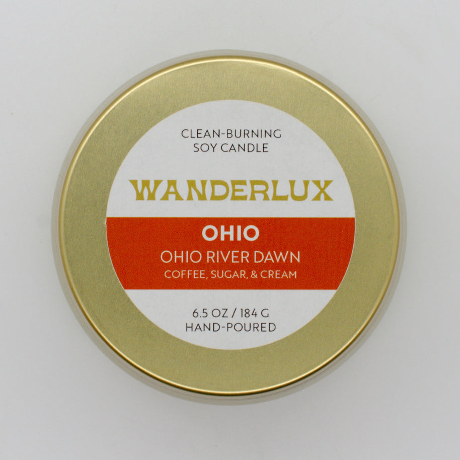 Wanderlux Ohio Ohio River Dawn 6.5 Ounce Soy Candle