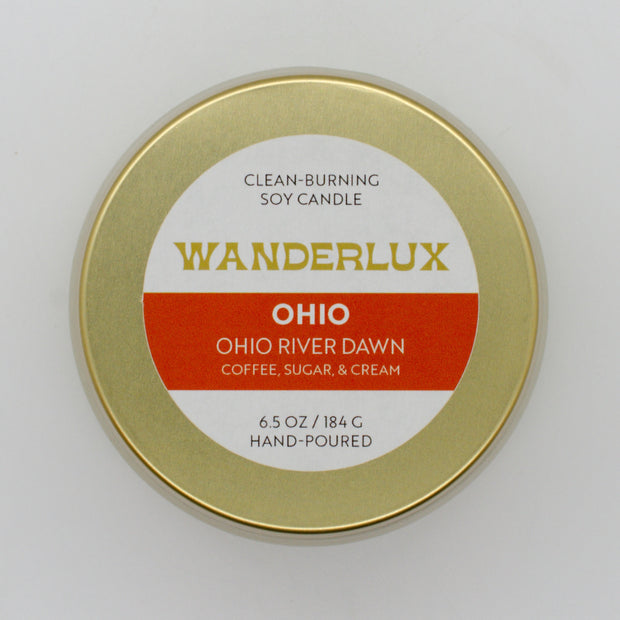 Wanderlux Ohio Ohio River Dawn 6.5 Ounce Soy Candle