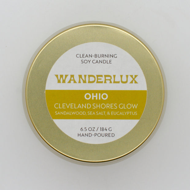 Wanderlux Ohio Cleveland Shores Glow 6.5 Ounce Soy Candle