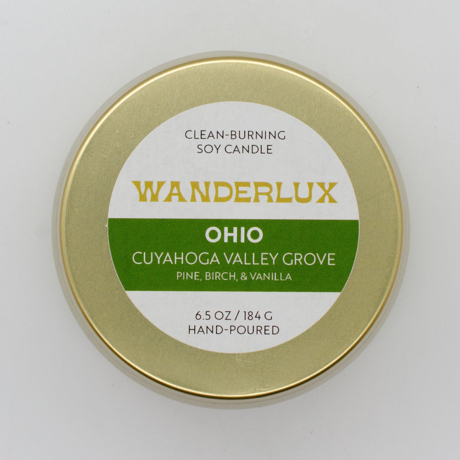 Wanderlux Ohio Cuyahoga Valley Grove 6.5 Ounce Soy Candle