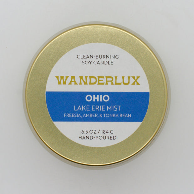 Wanderlux Ohio Lake Erie Mist 6.5 Ounce Soy Candle