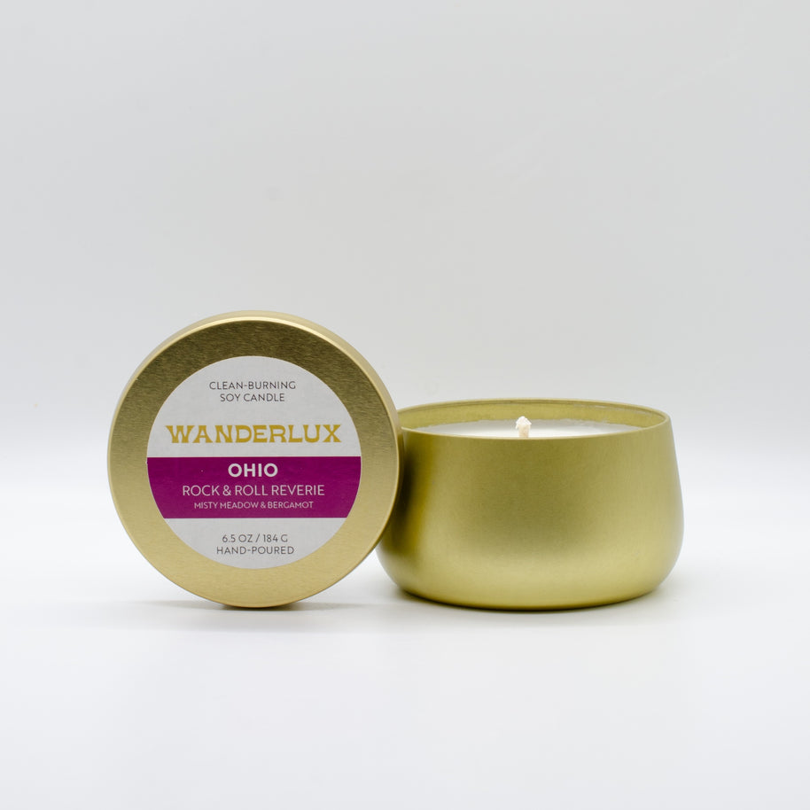 Wanderlux Ohio Rock and Roll Reverie 6.5 Ounce Soy Candle