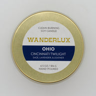 Wanderlux Ohio Cincinnati Twilight 6.5 Ounce Soy Candle