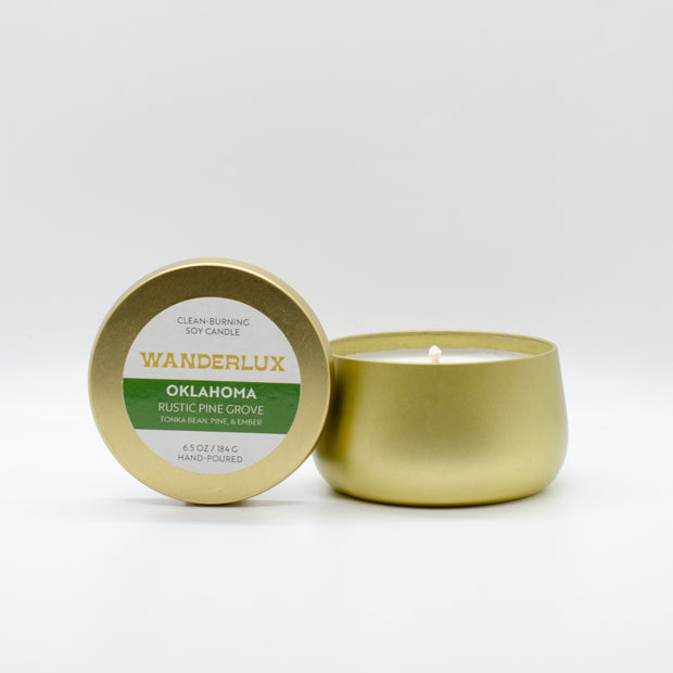 Wanderlux Oklahoma Rustic Pine Grove 6.5 Ounce Soy Candle