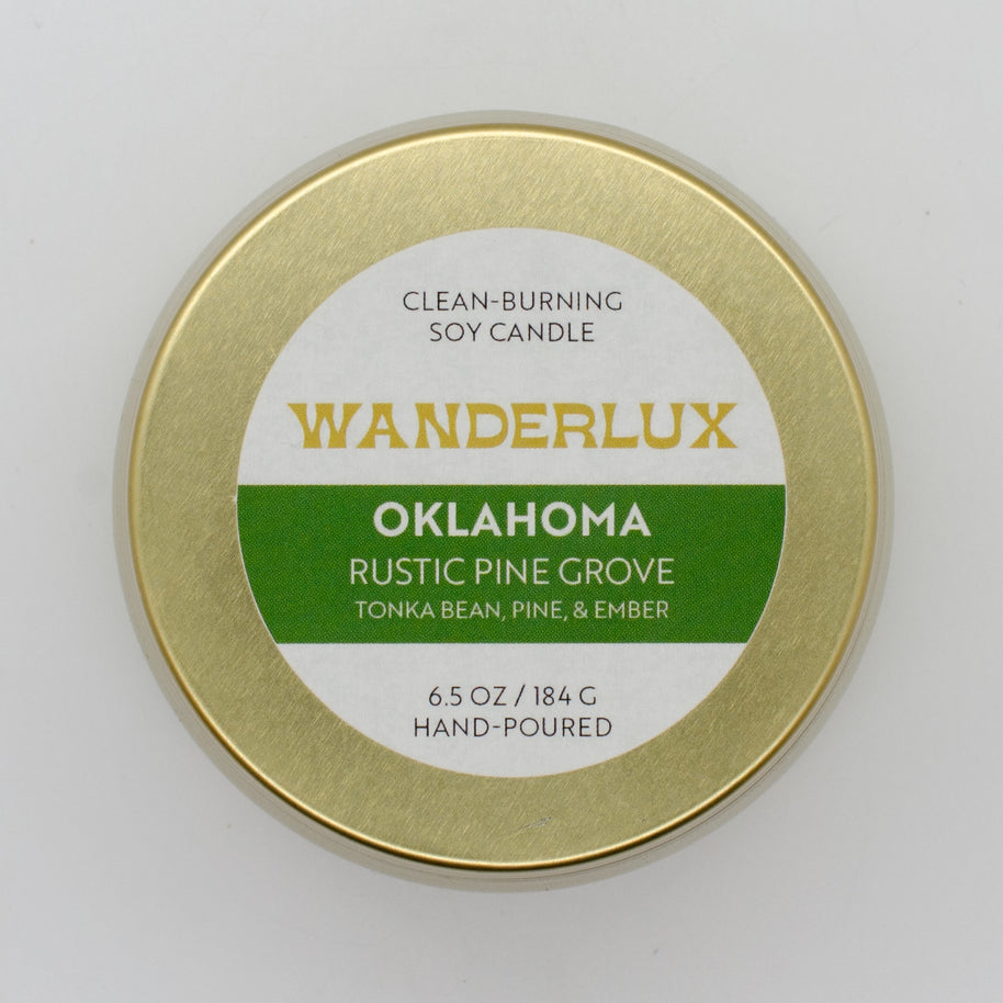 Wanderlux Oklahoma Rustic Pine Grove 6.5 Ounce Soy Candle