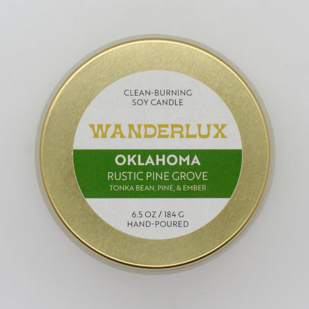 Wanderlux Oklahoma Rustic Pine Grove 6.5 Ounce Soy Candle