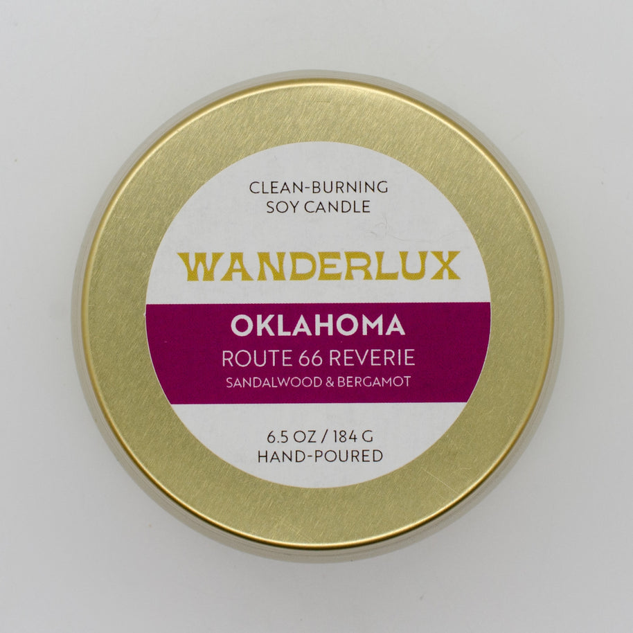 Wanderlux Oklahoma Route 66 Reverie 6.5 Ounce Soy Candle
