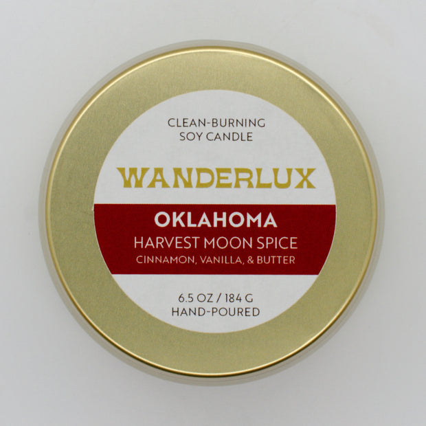 Wanderlux Oklahoma Harvest Moon Spice 6.5 Ounce Soy Candle