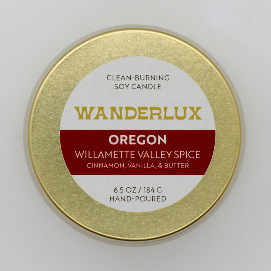 Wanderlux Oregon Willamette Valley Spice 6.5 Ounce Soy Candle