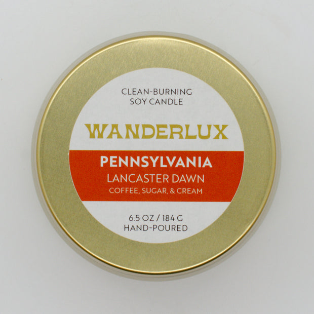Wanderlux Pennsylvania Lancaster Dawn 6.5 Ounce Soy Candle