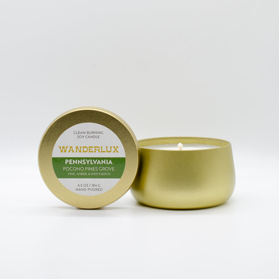 Wanderlux Pennsylvania Pocono Pines Grove 6.5 Ounce Soy Candle