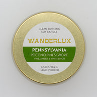 Wanderlux Pennsylvania Pocono Pines Grove 6.5 Ounce Soy Candle