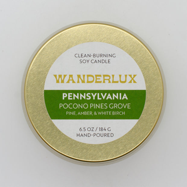 Wanderlux Pennsylvania Pocono Pines Grove 6.5 Ounce Soy Candle