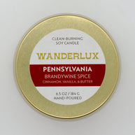 Wanderlux Pennsylvania Brandywine Spice 6.5 Ounce Soy Candle