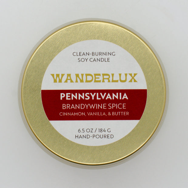 Wanderlux Pennsylvania Brandywine Spice 6.5 Ounce Soy Candle