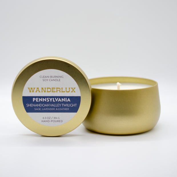 Wanderlux Pennsylvania Shenandoah Valley Twilight 6.5 Ounce Soy Candle