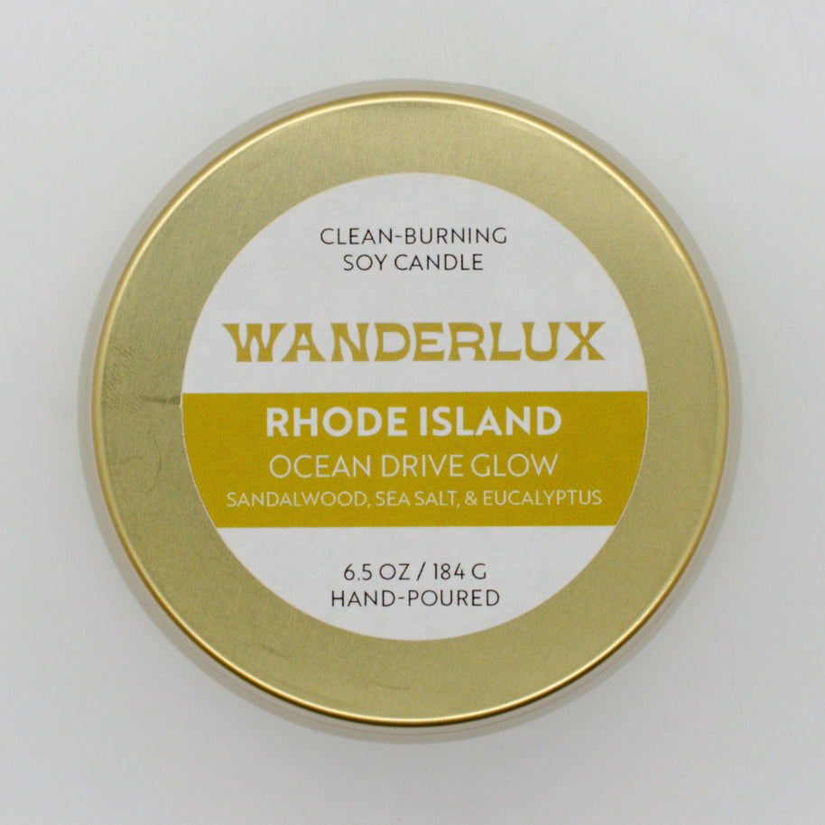Wanderlux Rhode Island Ocean Drive Glow 6.5 Ounce Soy Candle