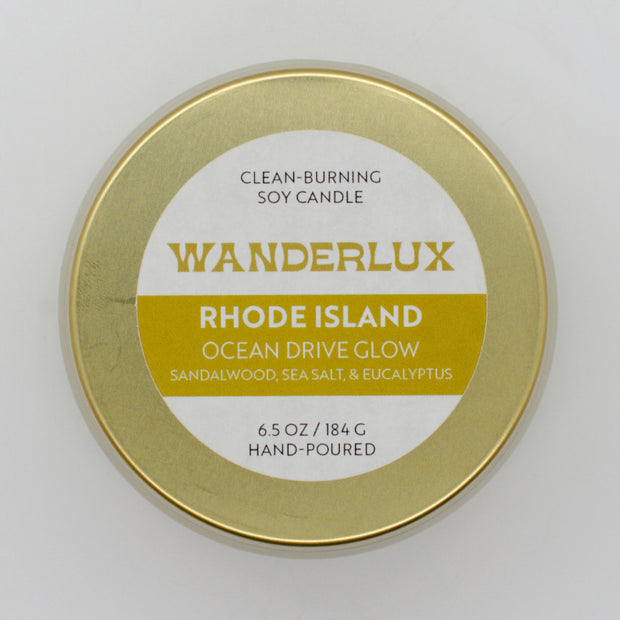 Wanderlux Rhode Island Ocean Drive Glow 6.5 Ounce Soy Candle