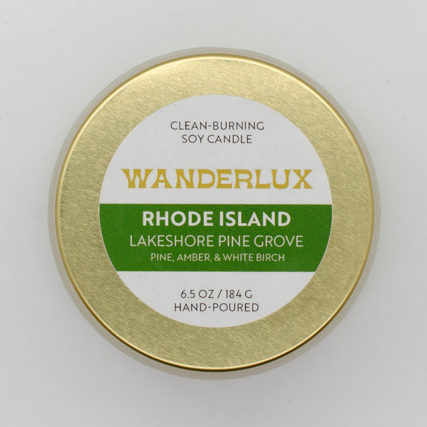 Wanderlux Rhode Island Lakeshore Pine Grove 6.5 Ounce Soy Candle