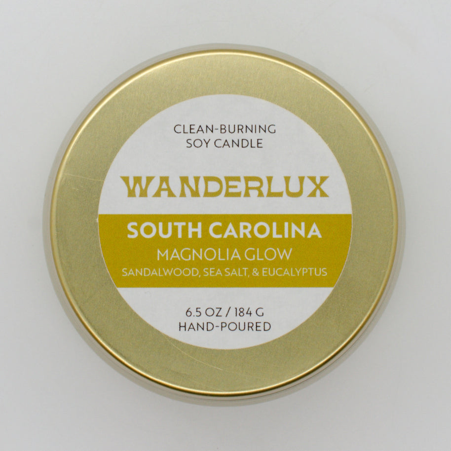 Wanderlux South Carolina Magnolia Glow 6.5 Ounce Soy Candle