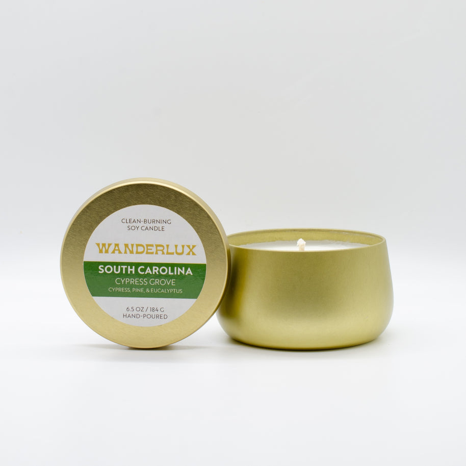 Wanderlux South Carolina Cypress Grove 6.5 Ounce Soy Candle