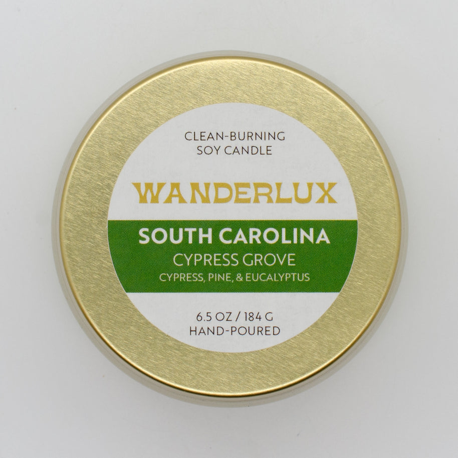 Wanderlux South Carolina Cypress Grove 6.5 Ounce Soy Candle