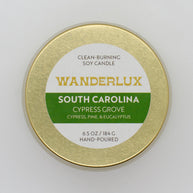 Wanderlux South Carolina Cypress Grove 6.5 Ounce Soy Candle
