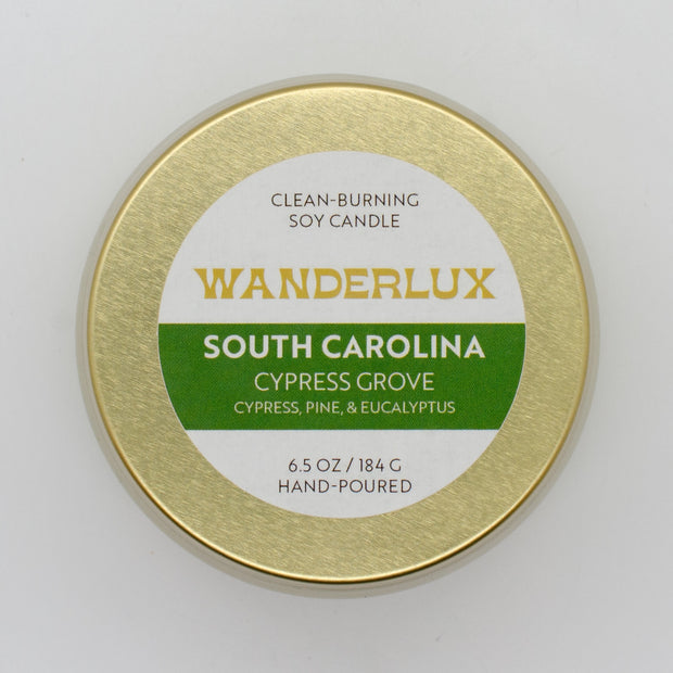 Wanderlux South Carolina Cypress Grove 6.5 Ounce Soy Candle