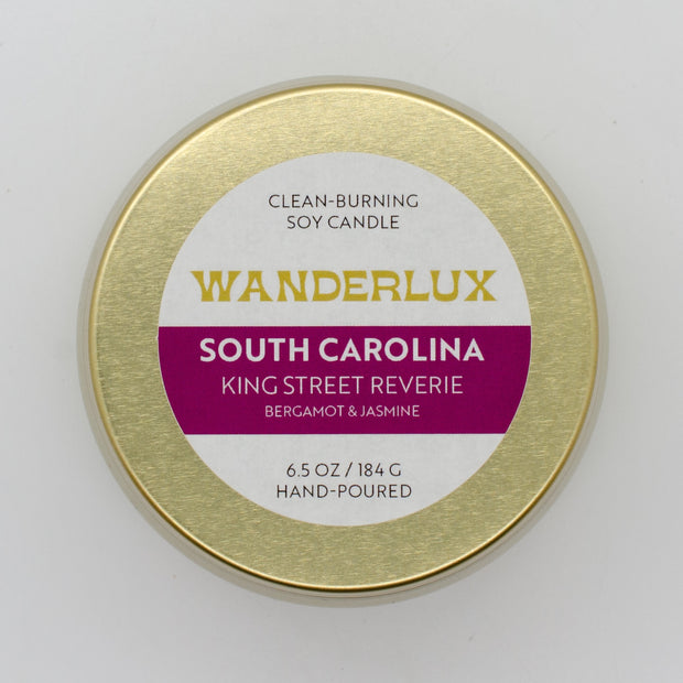 Wanderlux South Carolina King Street Reverie 6.5 Ounce Soy Candle