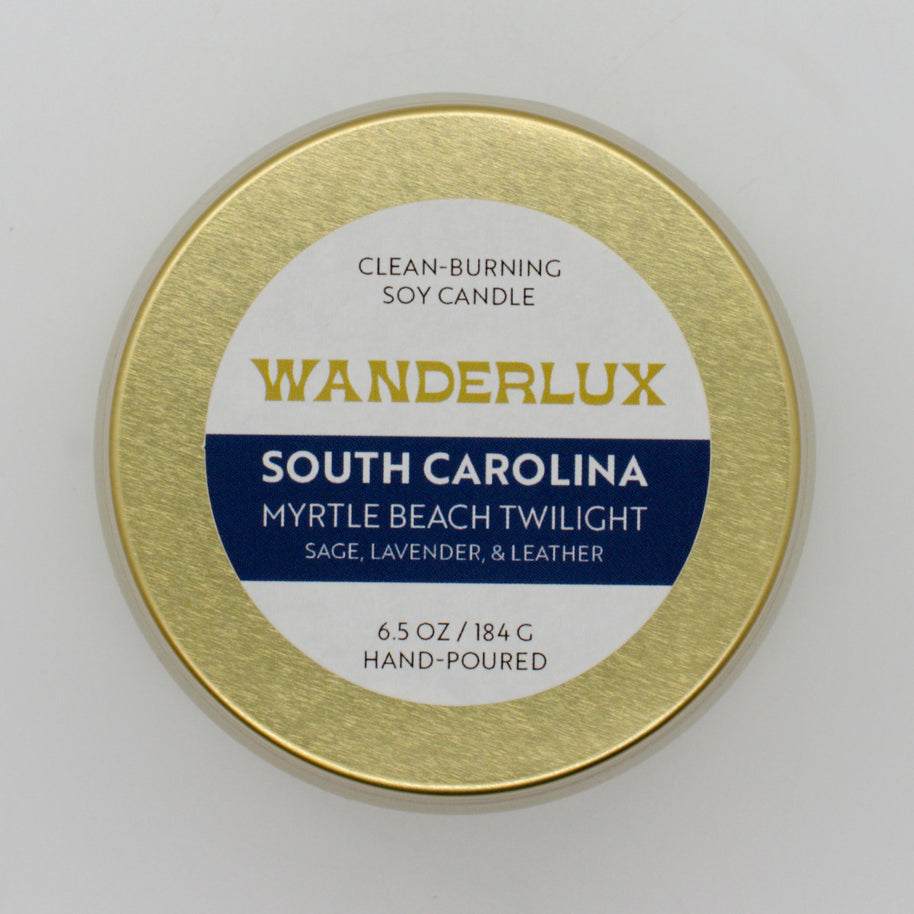Wanderlux South Carolina Myrtle Beach Twilight 6.5 Ounce Soy Candle
