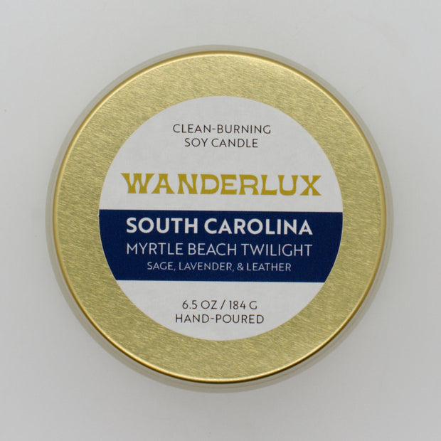 Wanderlux South Carolina Myrtle Beach Twilight 6.5 Ounce Soy Candle