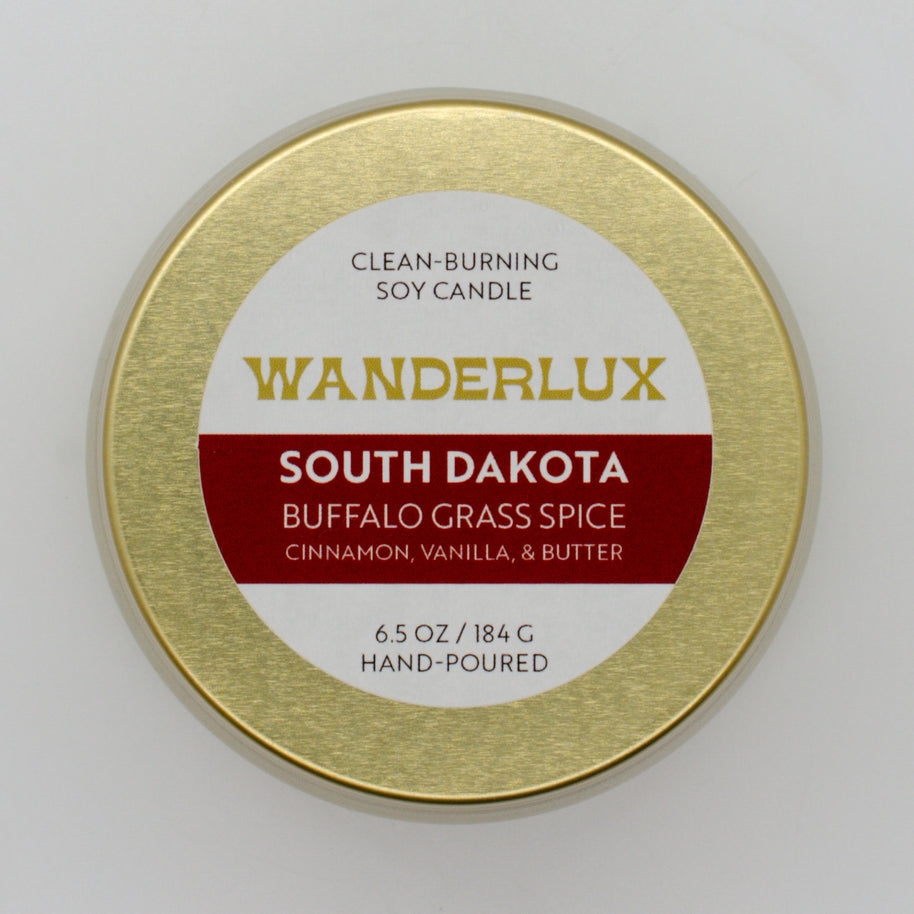 Wanderlux South Dakota Buffalo Grass Spice 6.5 Ounce Soy Candle