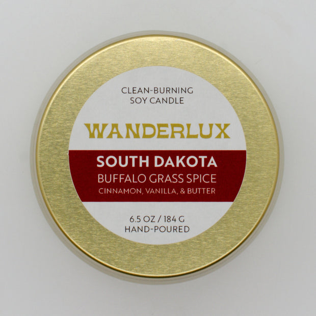Wanderlux South Dakota Buffalo Grass Spice 6.5 Ounce Soy Candle