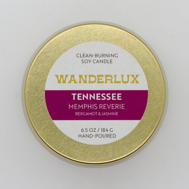 Wanderlux Tennessee Memphis Reverie 6.5 Ounce Soy Candle