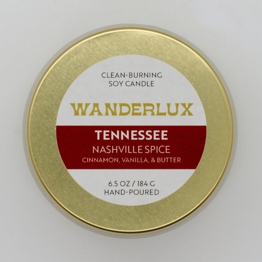Wanderlux Tennessee Nashville Spice 6.5 Ounce Soy Candle