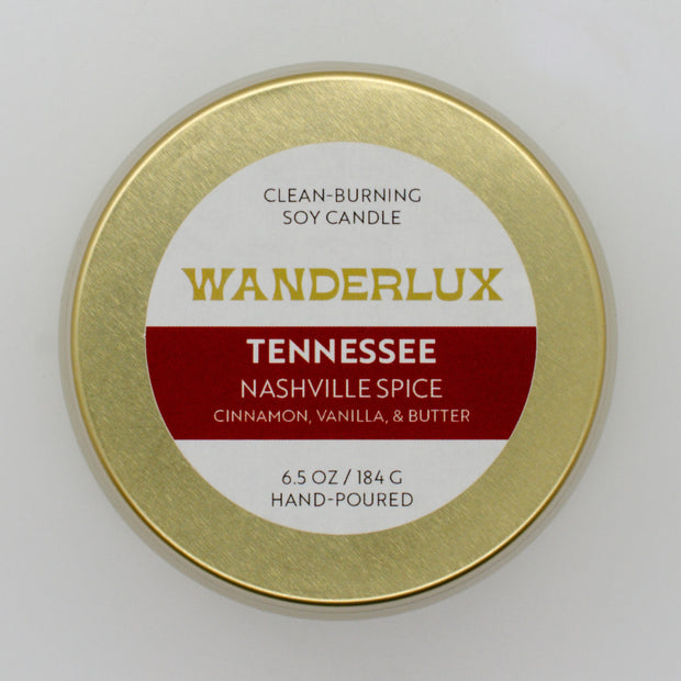 Wanderlux Tennessee Nashville Spice 6.5 Ounce Soy Candle