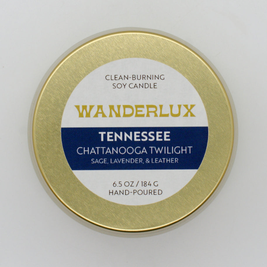 Wanderlux Tennessee Chattanooga Twilight 6.5 Ounce Soy Candle