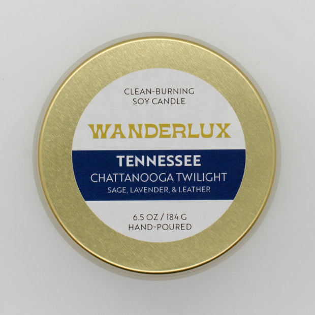 Wanderlux Tennessee Chattanooga Twilight 6.5 Ounce Soy Candle