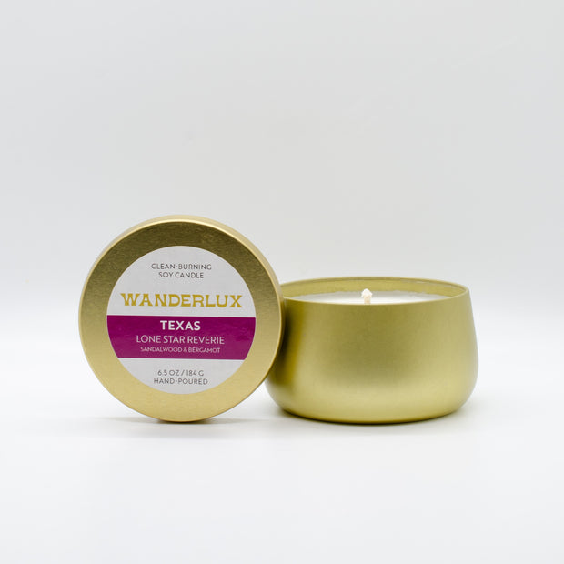 Wanderlux Texas Lone Star Reverie 6.5 Ounce Soy Candle