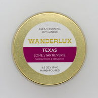 Wanderlux Texas Lone Star Reverie 6.5 Ounce Soy Candle