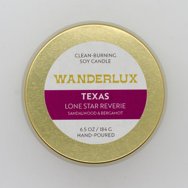 Wanderlux Texas Lone Star Reverie 6.5 Ounce Soy Candle