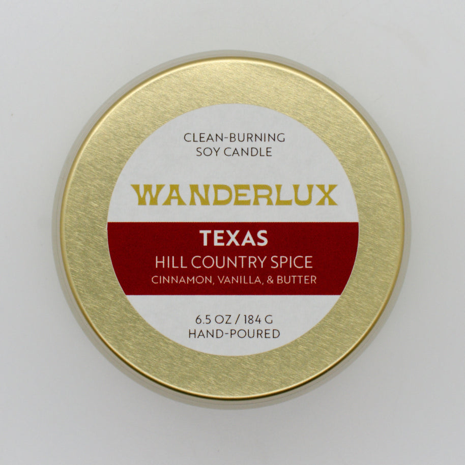 Wanderlux Texas Hill Country Spice 6.5 Ounce Soy Candle