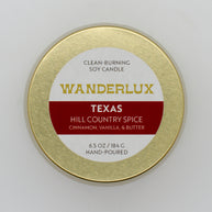 Wanderlux Texas Hill Country Spice 6.5 Ounce Soy Candle