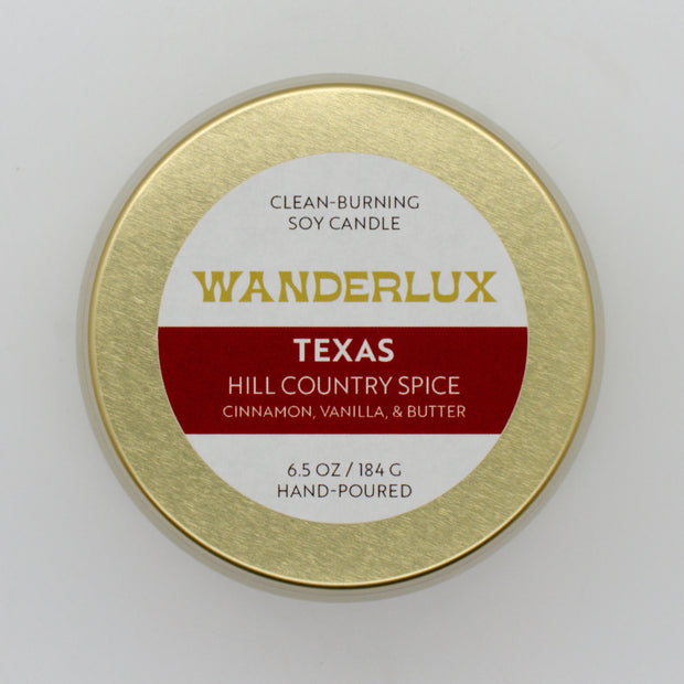 Wanderlux Texas Hill Country Spice 6.5 Ounce Soy Candle