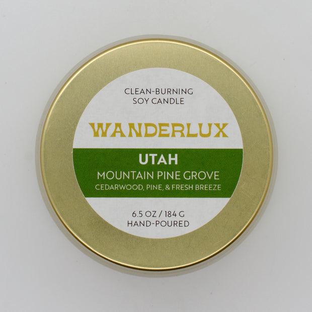 Wanderlux Utah Mountain Pine Grove 6.5 Ounce Soy Candle