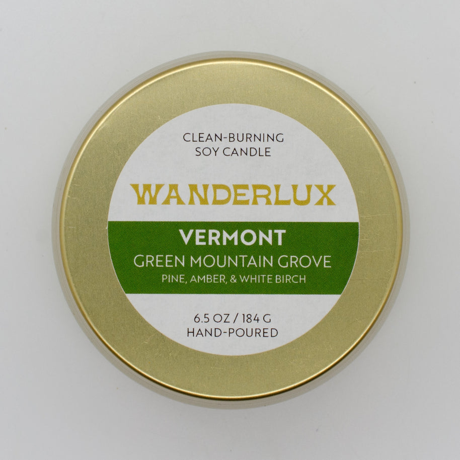 Wanderlux Vermont Green Mountain Grove 6.5 Ounce Soy Candle