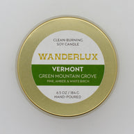 Wanderlux Vermont Green Mountain Grove 6.5 Ounce Soy Candle