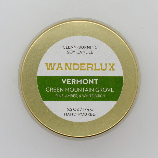 Wanderlux Vermont Green Mountain Grove 6.5 Ounce Soy Candle